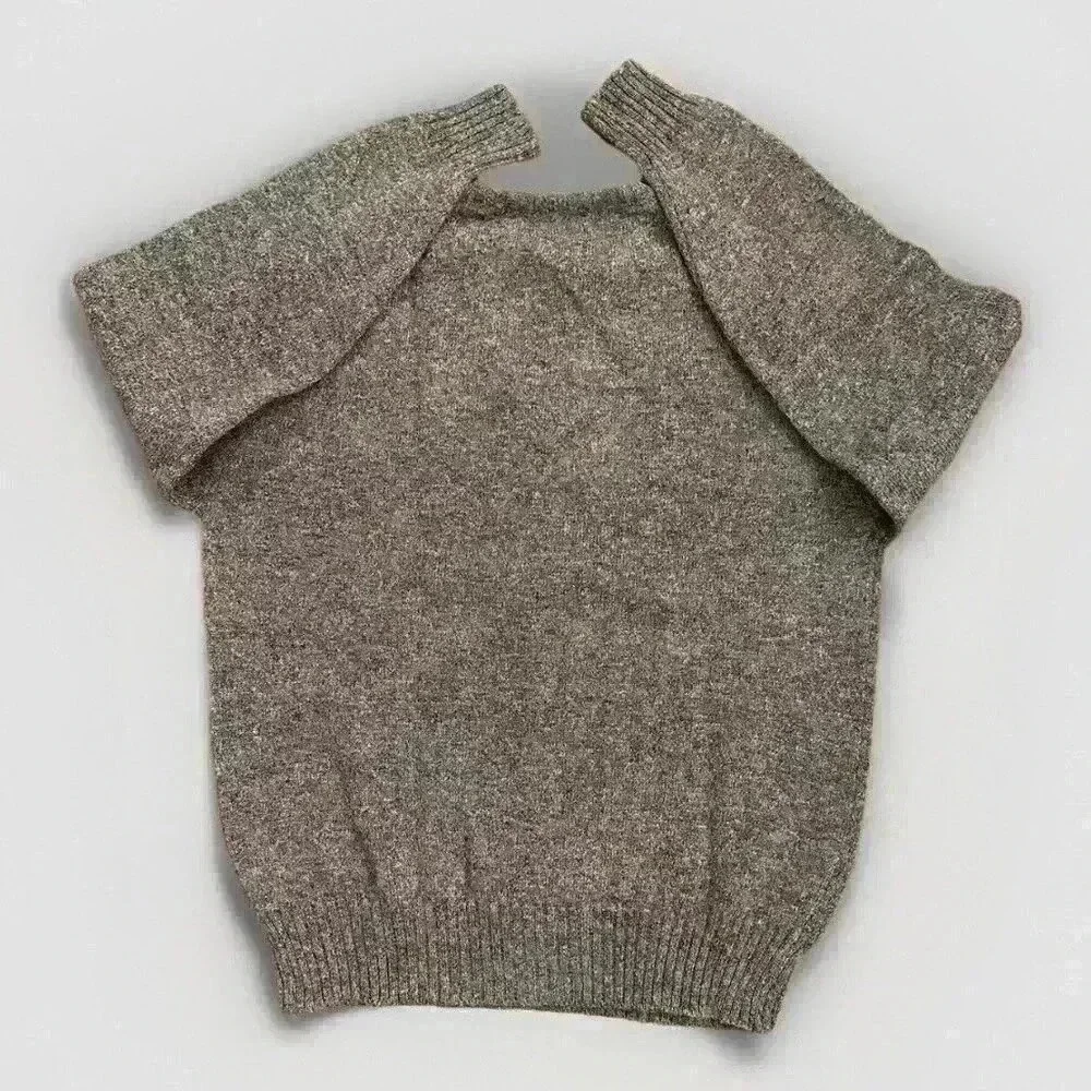 Vintage Sears Classic Mens L 100% Shetland Wool Gray Black Argyle V-Neck Sweater